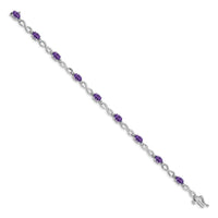Load image into Gallery viewer, 14k White Gold Complete Oval Amethyst and Diamond Infinity Link 7 inch Bracelet
