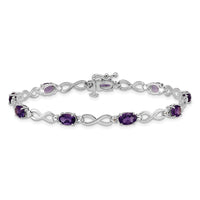 Load image into Gallery viewer, 14k White Gold Complete Oval Amethyst and Diamond Infinity Link 7 inch Bracelet
