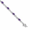 14k White Gold Complete Oval Amethyst and Diamond Infinity Link 7 inch Bracelet