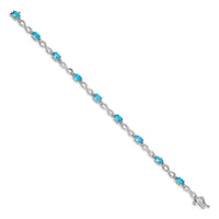 Load image into Gallery viewer, 14k White Gold Complete Oval Swiss Blue Topaz and Diamond Infinity Link 7 inch Bracelet

