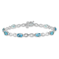 Load image into Gallery viewer, 14k White Gold Complete Oval Swiss Blue Topaz and Diamond Infinity Link 7 inch Bracelet
