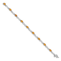 Load image into Gallery viewer, 14k White Gold Complete Oval Citrine and Diamond Infinity Link 7 inch Bracelet
