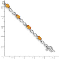 Load image into Gallery viewer, 14k White Gold Complete Oval Citrine and Diamond Infinity Link 7 inch Bracelet

