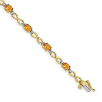 Load image into Gallery viewer, 14k Complete Oval Citrine and Diamond Infinity Link 7 inch Bracelet
