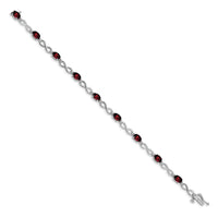 Load image into Gallery viewer, 10k White Gold Garnet and Diamond Infinity Bracelet
