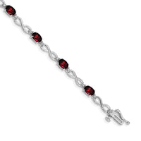 Load image into Gallery viewer, 10k White Gold Garnet and Diamond Infinity Bracelet
