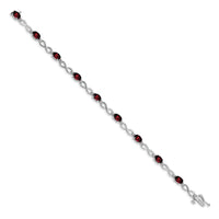 Load image into Gallery viewer, 14k White Gold Complete Oval Garnet and Diamond Infinity Link 7 inch Bracelet
