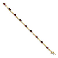 Load image into Gallery viewer, 14k Complete Oval Garnet and Diamond Infinity Link 7 inch Bracelet
