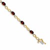 14k Complete Oval Garnet and Diamond Infinity Link 7 inch Bracelet