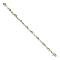 Load image into Gallery viewer, 10k White Gold Peridot and Diamond Infinity Bracelet

