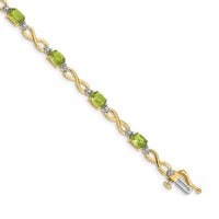 Load image into Gallery viewer, 10k Peridot and Diamond Infinity Bracelet

