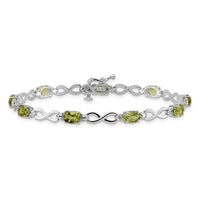 Load image into Gallery viewer, 14k White Gold Complete Oval Peridot and Diamond Infinity Link 7 inch Bracelet
