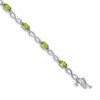 14k White Gold Complete Oval Peridot and Diamond Infinity Link 7 inch Bracelet