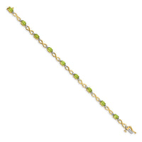 Load image into Gallery viewer, 14k Complete Oval Peridot and Diamond Infinity Link 7 inch Bracelet
