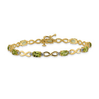 Load image into Gallery viewer, 14k Complete Oval Peridot and Diamond Infinity Link 7 inch Bracelet
