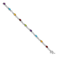 Load image into Gallery viewer, 10k White Gold Rainbow Gemstone and Diamond Infinity Bracelet
