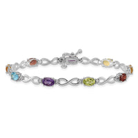 Load image into Gallery viewer, 10k White Gold Rainbow Gemstone and Diamond Infinity Bracelet
