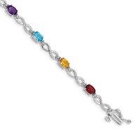 Load image into Gallery viewer, 10k White Gold Rainbow Gemstone and Diamond Infinity Bracelet
