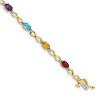 Load image into Gallery viewer, 10k Rainbow Gemstone and Diamond Infinity Bracelet
