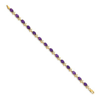 Load image into Gallery viewer, 14k Complete Diamond and Oval Amethyst Floral 7 inch Bracelet
