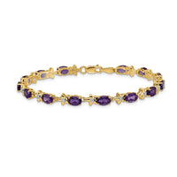 Load image into Gallery viewer, 14k Complete Diamond and Oval Amethyst Floral 7 inch Bracelet
