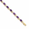14k Complete Diamond and Oval Amethyst Floral 7 inch Bracelet