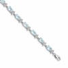 14k White Gold Complete Diamond and Oval Aquamarine Floral 7 inch Bracelet