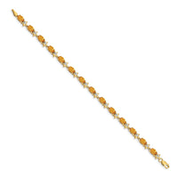 Load image into Gallery viewer, 14k Complete Diamond and Oval Citrine Floral 7 inch Bracelet

