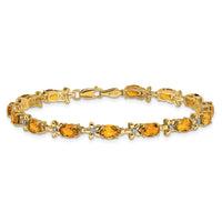 Load image into Gallery viewer, 14k Complete Diamond and Oval Citrine Floral 7 inch Bracelet
