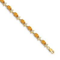 Load image into Gallery viewer, 14k Complete Diamond and Oval Citrine Floral 7 inch Bracelet
