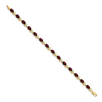 Load image into Gallery viewer, 14k Complete Diamond and Oval Garnet Floral 7 inch Bracelet
