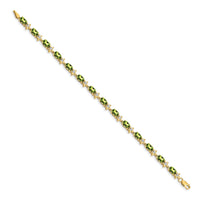 Load image into Gallery viewer, 14k Complete Diamond and Oval Peridot Floral 7 inch Bracelet
