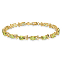 Load image into Gallery viewer, 14k Complete Diamond and Oval Peridot Floral 7 inch Bracelet
