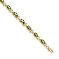 Load image into Gallery viewer, 14k Complete Diamond and Oval Peridot Floral 7 inch Bracelet
