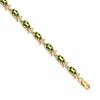 14k Complete Diamond and Oval Peridot Floral 7 inch Bracelet