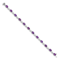 Load image into Gallery viewer, 14k White Gold Complete Oval Amethyst and Diamond Fancy Link 7 inch Bracelet
