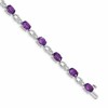 14k White Gold Complete Oval Amethyst and Diamond Fancy Link 7 inch Bracelet