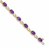 14k Complete Oval Amethyst and Diamond Fancy Link 7 inch Bracelet
