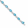 14k White Gold Complete Oval Swiss Blue Topaz and Diamond Fancy Link 7 inch Bracelet