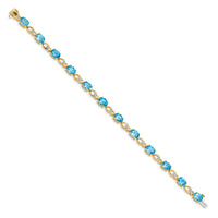 Load image into Gallery viewer, 14k Complete Oval Swiss Blue Topaz and Diamond Fancy Link 7 inch Bracelet
