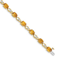 Load image into Gallery viewer, 14k Complete Oval Citrine and Diamond Fancy Link 7 inch Bracelet
