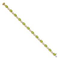 Load image into Gallery viewer, 14k Complete Oval Peridot and Diamond Fancy Link 7 inch Bracelet

