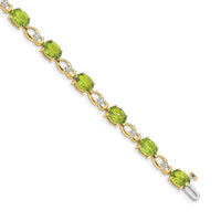 Load image into Gallery viewer, 14k Complete Oval Peridot and Diamond Fancy Link 7 inch Bracelet
