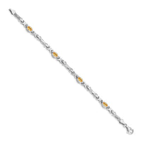 Load image into Gallery viewer, 14k White Gold Complete Oval Citrine Fancy Link 7 inch Bracelet
