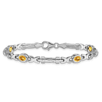 Load image into Gallery viewer, 14k White Gold Complete Oval Citrine Fancy Link 7 inch Bracelet
