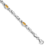 Load image into Gallery viewer, 14k White Gold Complete Oval Citrine Fancy Link 7 inch Bracelet
