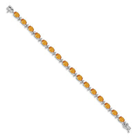 Load image into Gallery viewer, 14k White Gold Complete Oval Citrine 7 inch Bracelet
