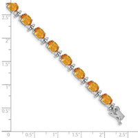 Load image into Gallery viewer, 14k White Gold Complete Oval Citrine 7 inch Bracelet
