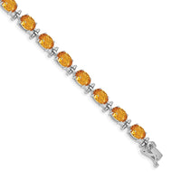 Load image into Gallery viewer, 14k White Gold Complete Oval Citrine 7 inch Bracelet
