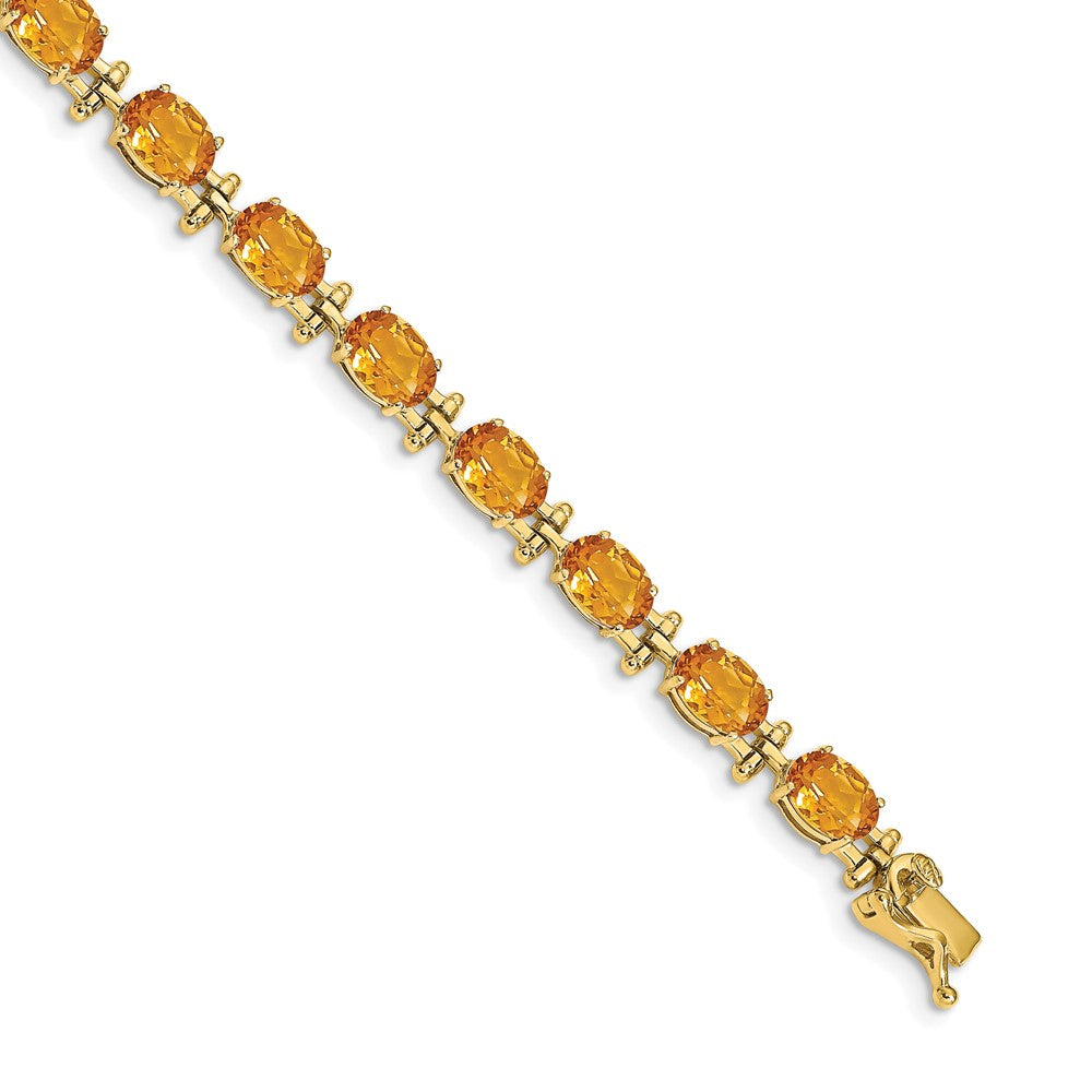14k Complete Oval Citrine 7 inch Bracelet